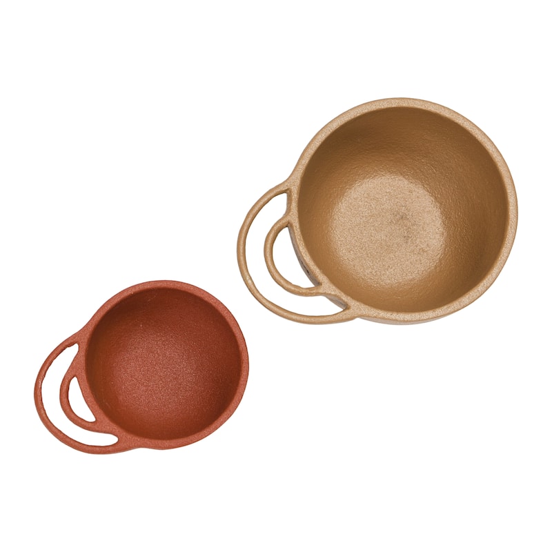 Decorative Textured Metal Bowls with Handles, 2 Colors, Set of 2