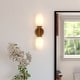 preview thumbnail 7 of 10, Warren 2-Light 4.75 in. Mid-Century Modern Wall Sconce, Clear Glass, Dimmable, LED Compatible, Bathroom Vanity Fixture