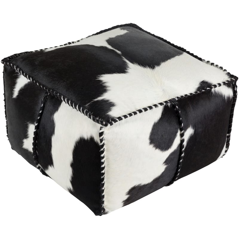 Angela Animal Pattern Square Hair On Hide Leather Pouf