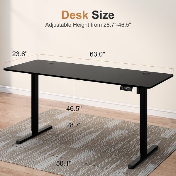 dimension image slide 4 of 16, Electric Standing Desk, Height Adjustable Desk with LED Display