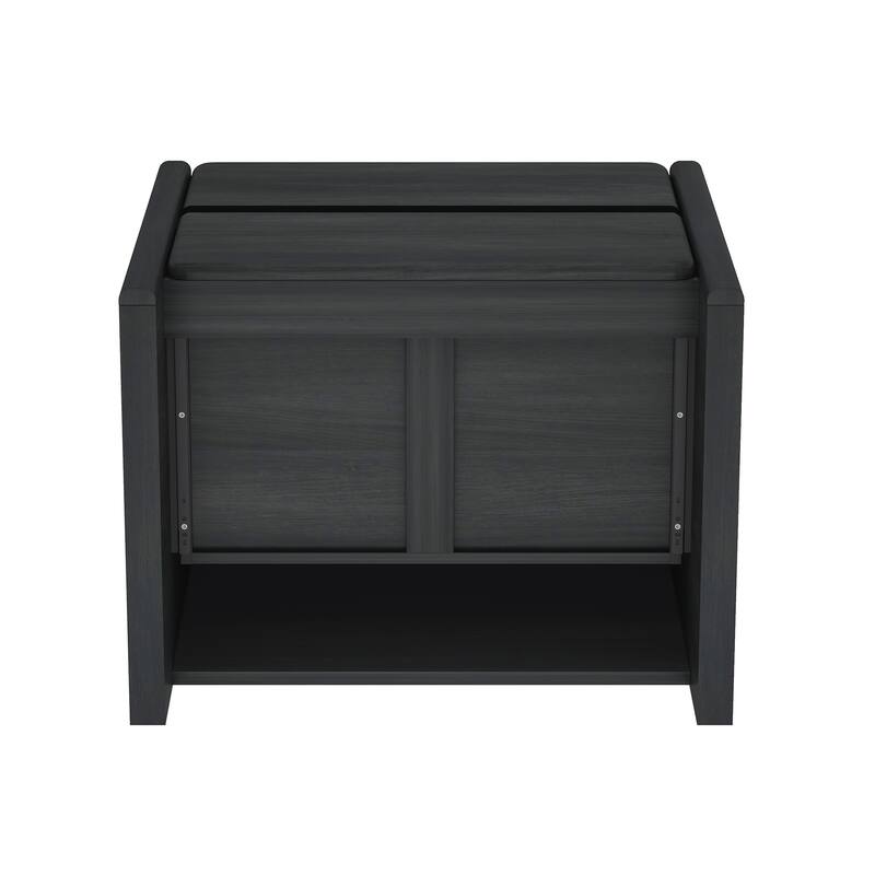 Modern Nightstand with 2 Drawers Wood Grain Texture Minimalist Design