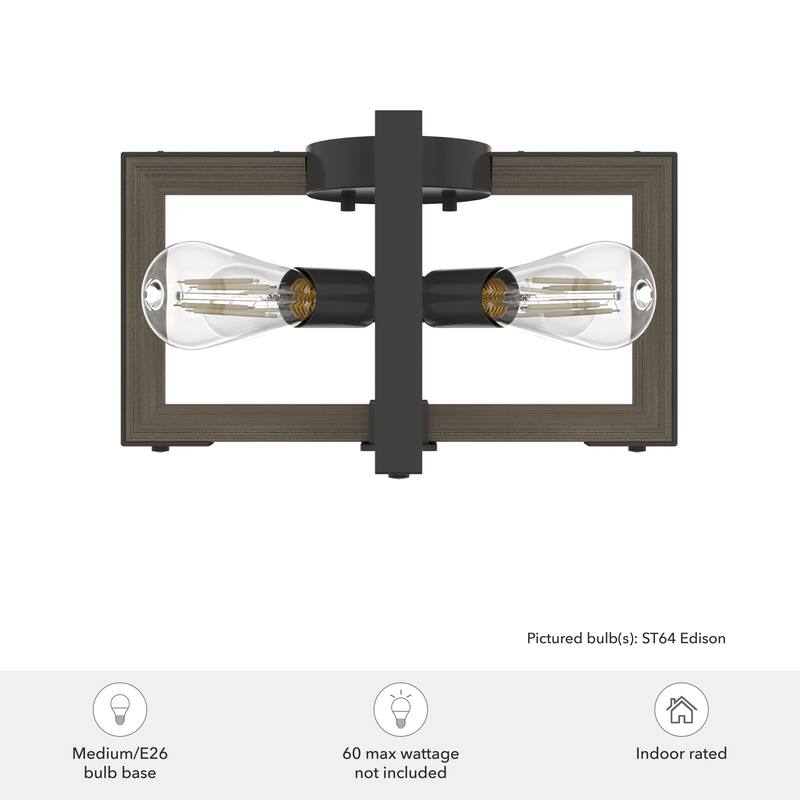 Hunter Woodburn 4-Light Flush Mount Ceiling Light - Farmhouse, Rustic, Mountain