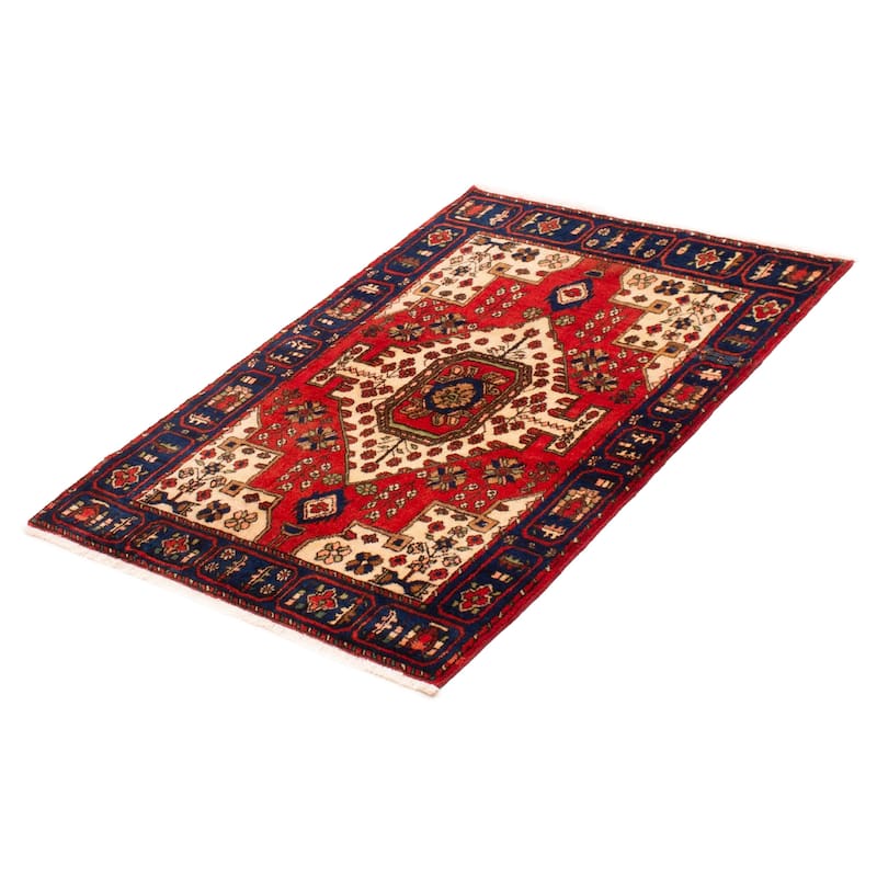 ECARPETGALLERY Hand-knotted Andelz Red Wool Rug - 3'6 x 4'11
