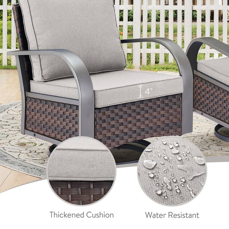 Gymojoy Industrial Style Outdoor Wicker Swivel Glider Chairs Set of 2