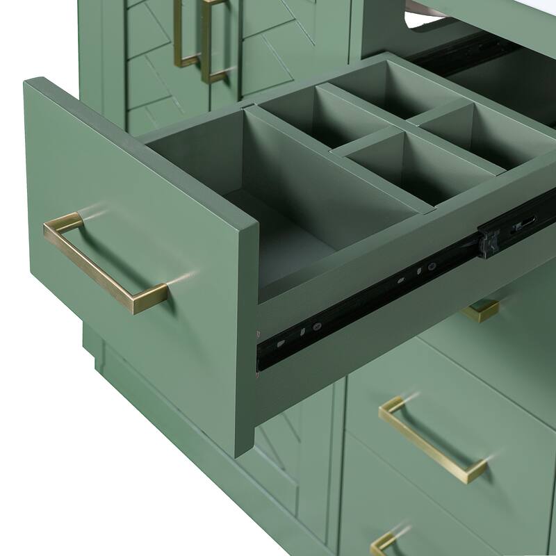 Roomfitters 30" Vanity with Ceramic Sink, Solid Wood Freestanding Cabinet with 3 Drawers and Soft Closing Doors