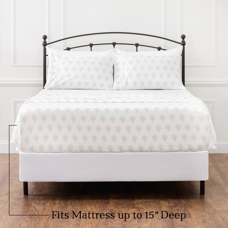 Chanasya Victorian Damask Print Ultra Soft Microfiber Sheet Set