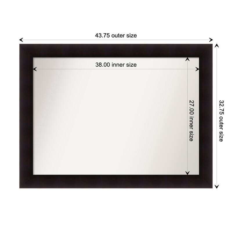 Portico Espresso Framed Non-Beveled Custom Wall Mirror, Bathroom Vanity Mirror - Outer Size: 43.75 x 32.75