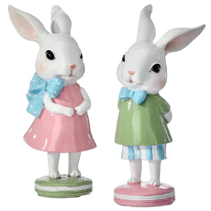 6.5" Resin Easter Bunny Set of 2