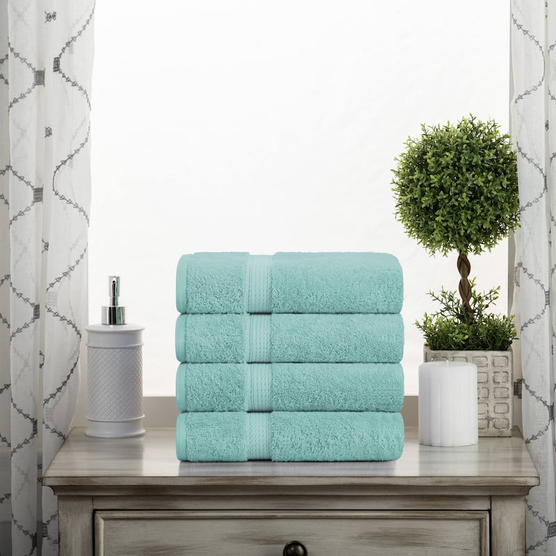 Superior Egyptian Cotton Pile Heavyweight Hand Towel Set of 4 - Turquoise
