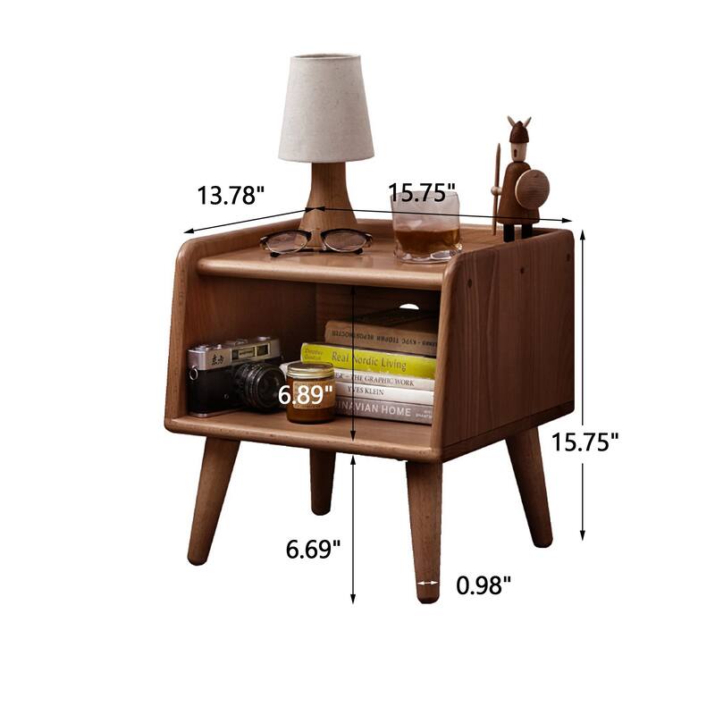 Christopher Knight Home - Elska Solid Beech Nightstand with Open Storage and Rounded Edges