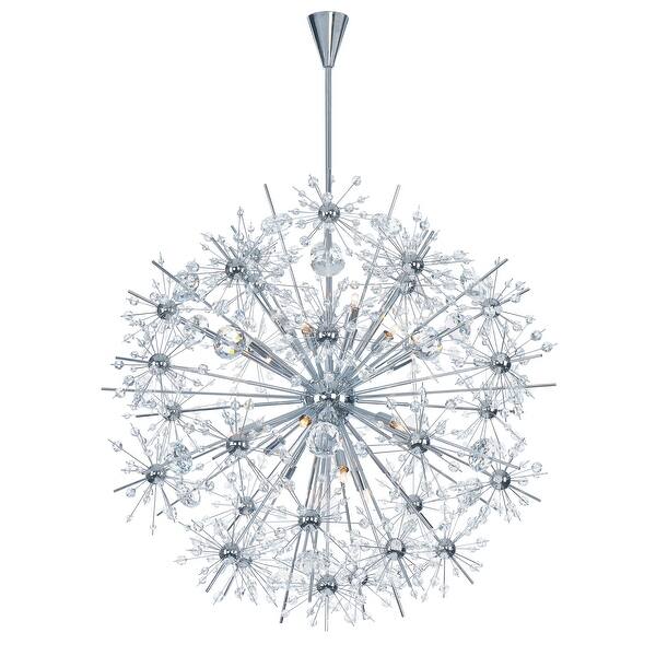 slide 1 of 1, Maxim Metal 18-light Chrome Starfire Single Tier Chandelier