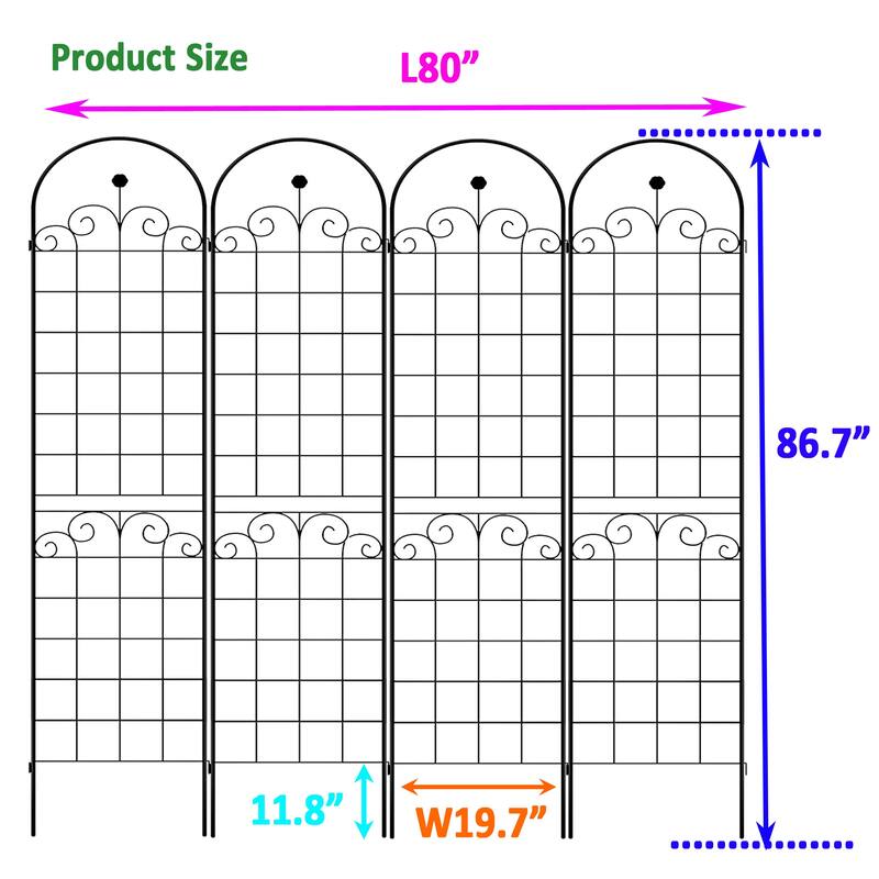 4 Pack Metal Garden Trellis for Outdoor