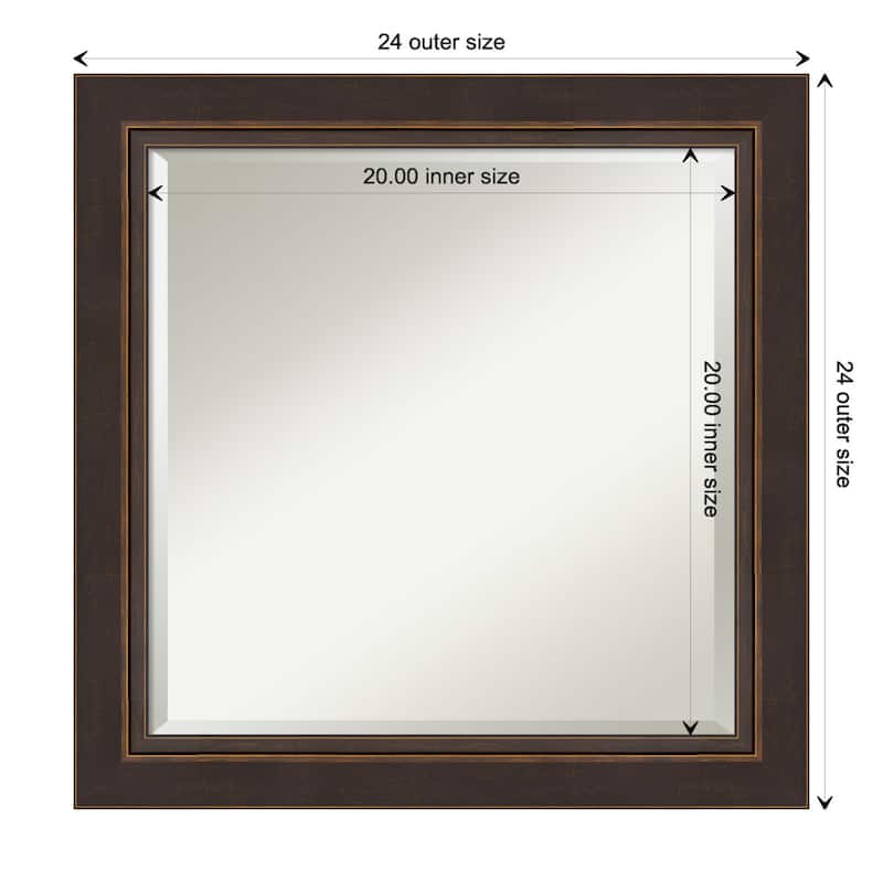 Beveled Wood Bathroom Wall Mirror - Lara Bronze Frame - Lara Bronze - 24 x 24 in