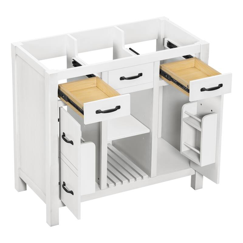 36" Solid Wood Frame Bathroom Cabinet