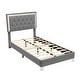 preview thumbnail 7 of 9, Twin Size Upholstered Platform Bed with LED Lights for Kids, Grey