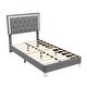 preview thumbnail 7 of 9, Twin Upholstered Platform Bed with LED Headboard and Touch Controls, Modern Velvet Frame with