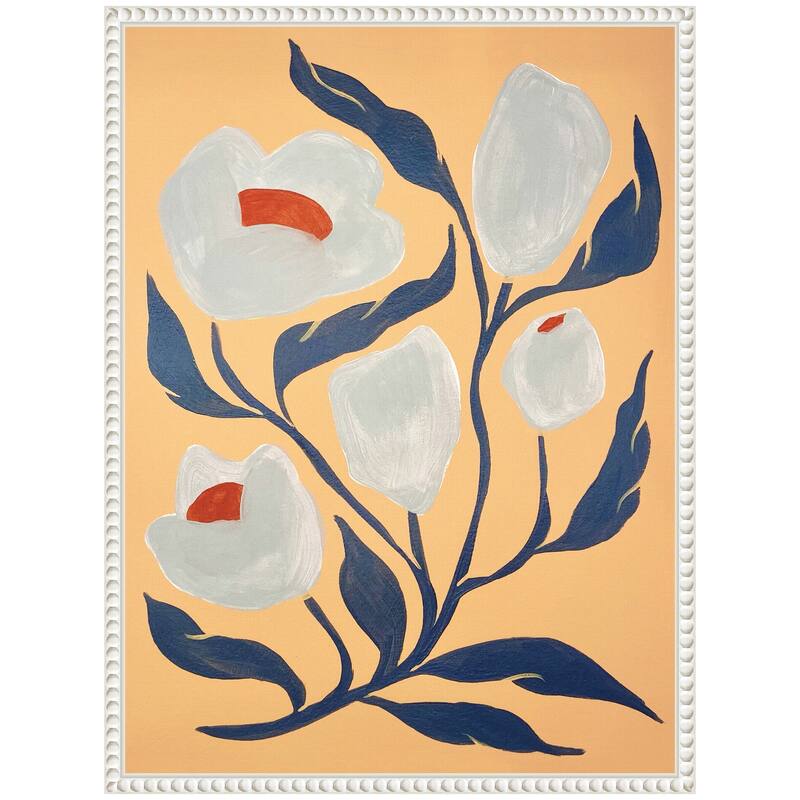 Kate and Laurel Sylvie Gray Flower Framed Canvas by Emma Daisy
