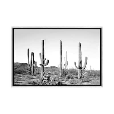 iCanvas "Gray Cactus Land" by Sisi & Seb Framed