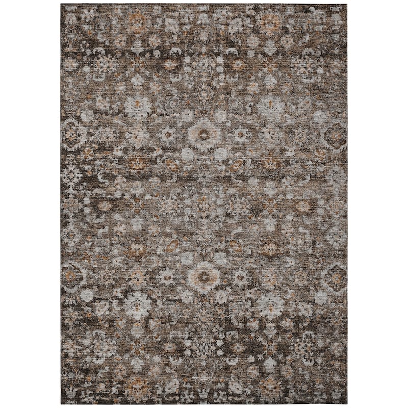 Machine Washable Indoor/ Outdoor Chantille Traditional Vintage Floral Rug