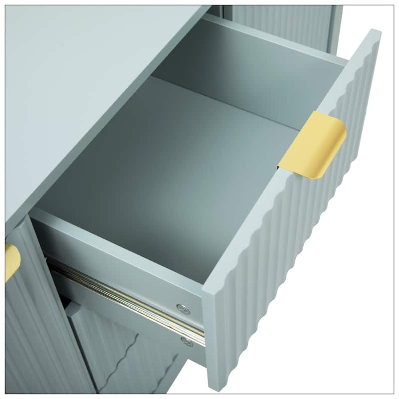 Entryway Cabinet with Wave Design with 3 Adjustable Shelves