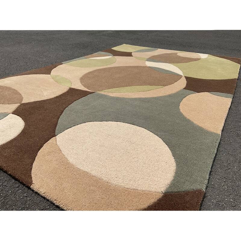HERAT ORIENTAL Handmade Tibetan Modern Circles Wool Rug (4x6)(5x8)(8x10)
