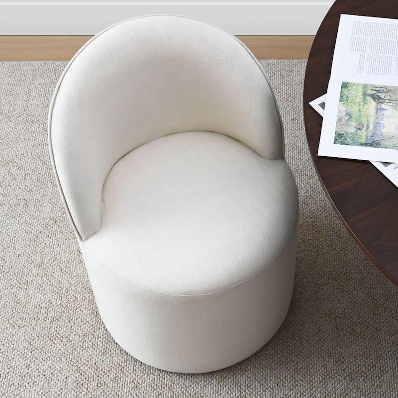 Linen Upholstered Dining Chair with Castors (Set of 2)