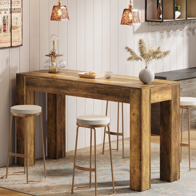 63" Rectangular Dining Table, Wooden Kitchen Table for Family Meals, Apartment & Small Spaces