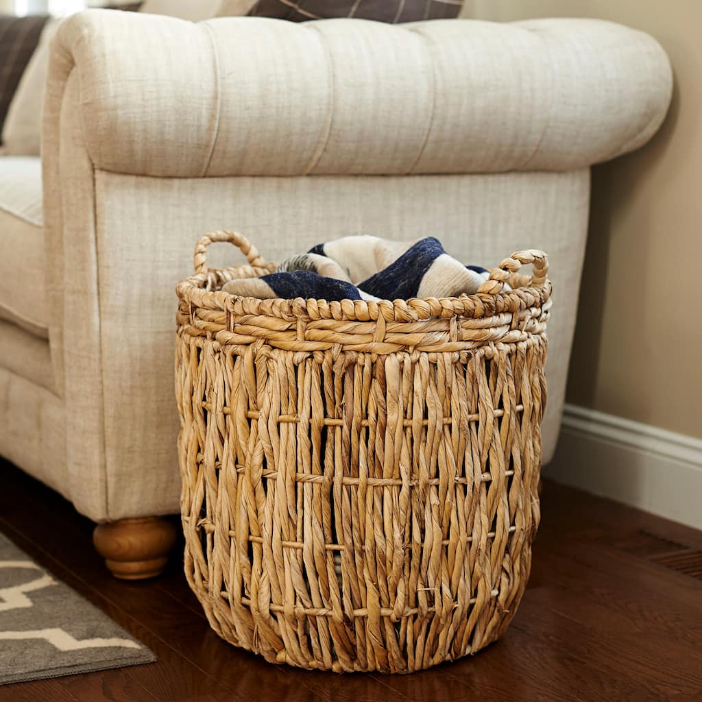 Household Essentials Tall Banana Leaf Floor Basket with Handles