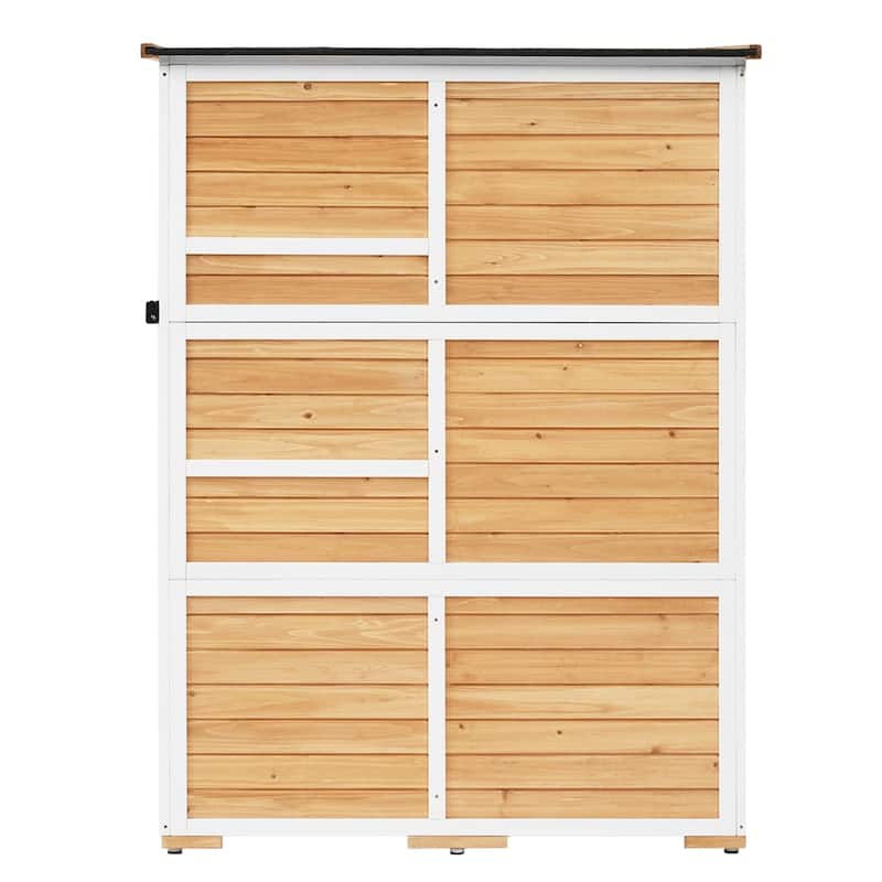 Outdoor Lockable Wood Storage Shed with Waterproof Roof and Shelves