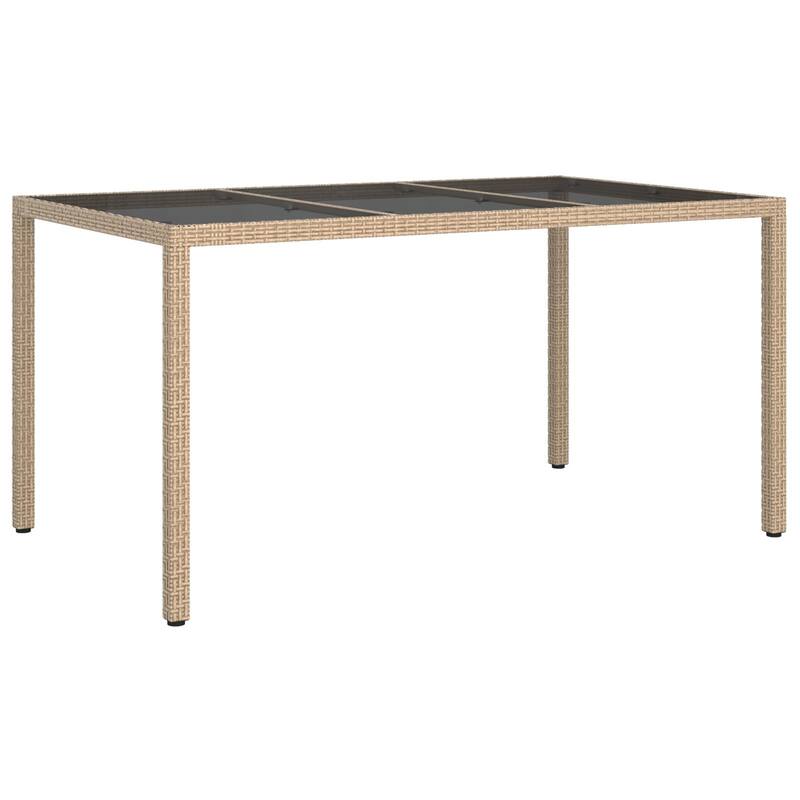 vidaXL Patio Table Tempered Glass and Poly Rattan Table 35.4"/59" Multi Colors