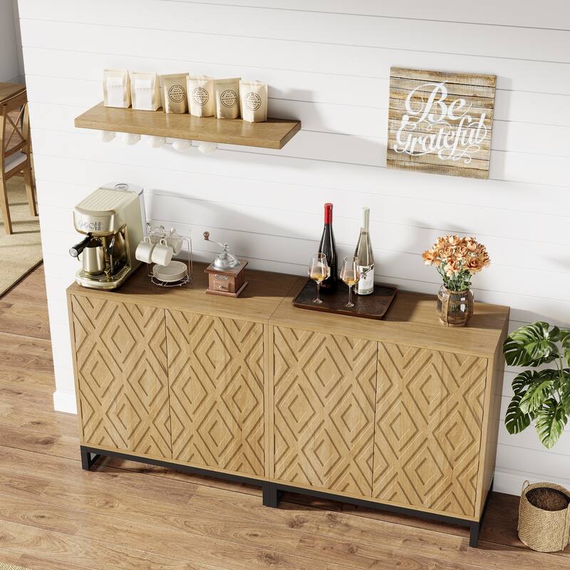 57.5" Rustic Sideboard Buffet Cabinet with Doors - 13.77"D x 57.48"W x 31.69"H