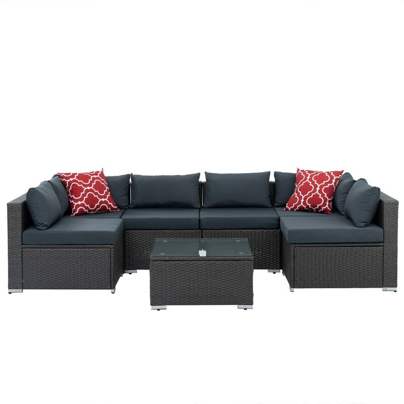 Outdoor Wicker Weaving Conversation Combo Set of 7
