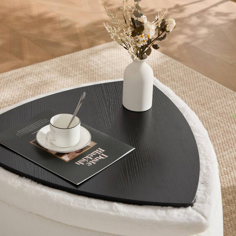 2-Pieces Upholstered Storage Ottoman Set With Reversible Lid And Metal Legs