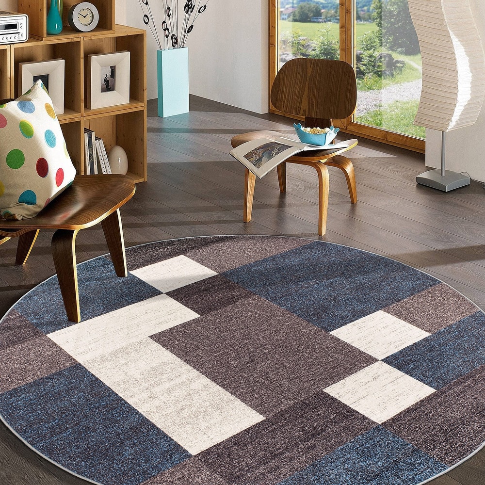 World Rug Gallery Modern Boxes Design Non-slip (Non-skid) Area Rug