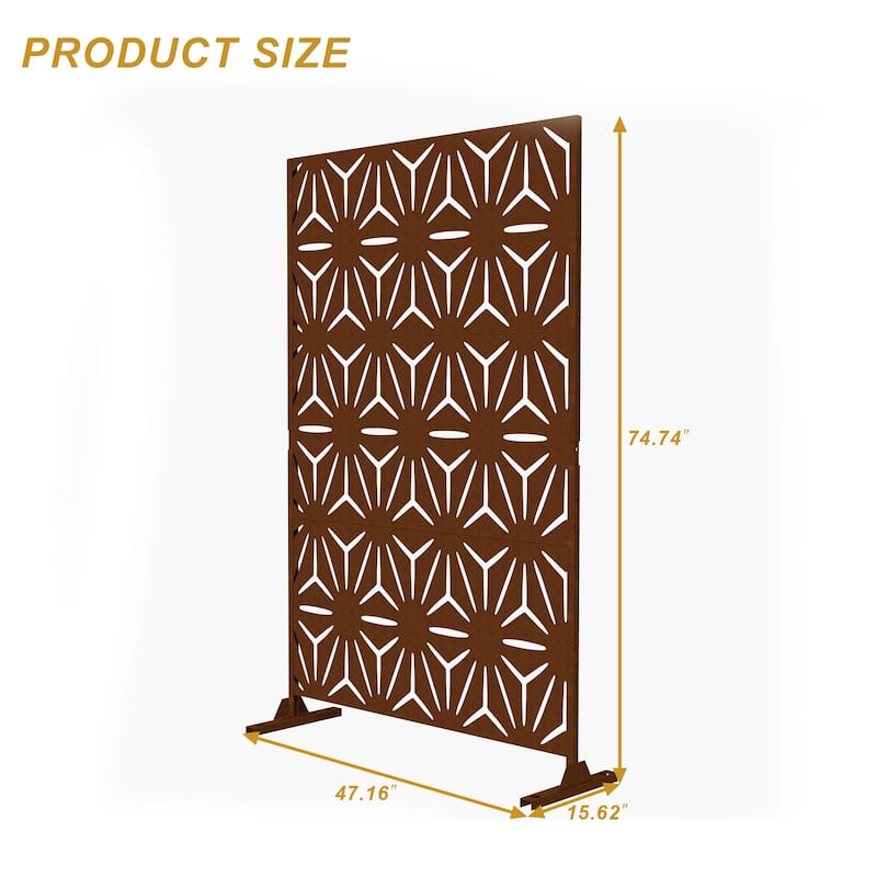 Free Standing Metal Privacy Screen Panel Decorative Outdoor Privacy Screen - 72"H x 47"W