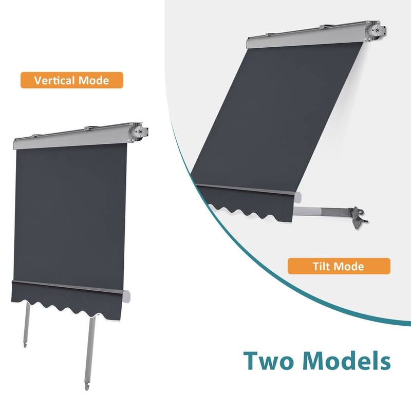 MCombo Patio Window Awnings 5'x8', Fully Assembled Manual Retractable Sunshade Canopy for Windows, 4137