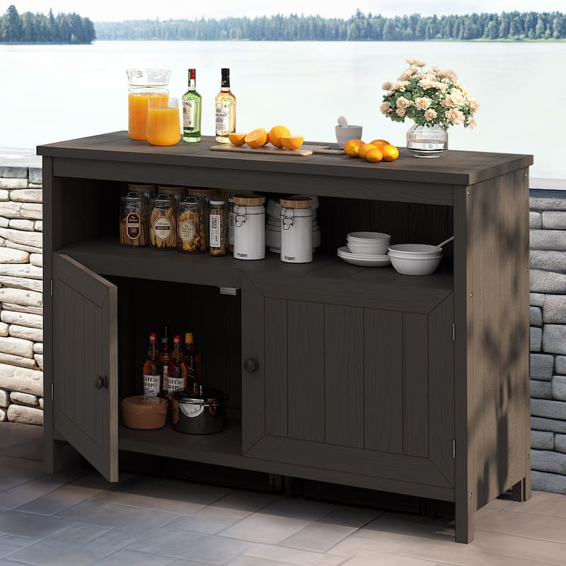 Moasis 44" Outdoor Sideboard Patio Console Table with Storage Cabinet and Shelves