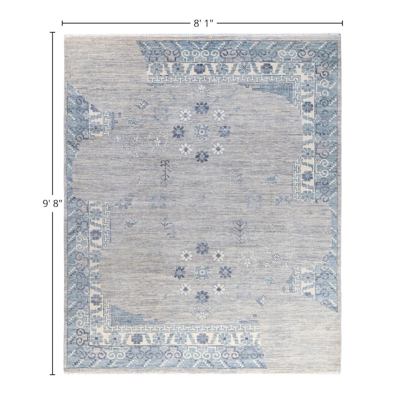 Modern One-of-a-Kind Handmade Area Rug - Gray, 8' 1" x 9' 8" - 8' 1" x 9' 8"