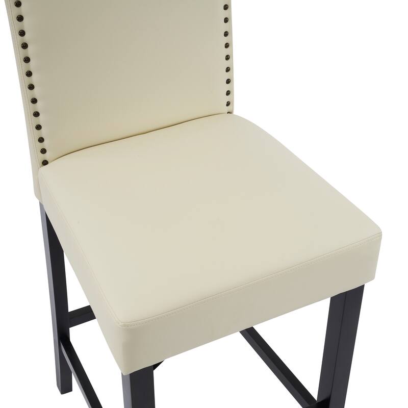 Barstools Set of 2, Counter Height Upholstered Bar Stools for Kitchen Island, Rubberwood Legs 300LBS Weight Capacity