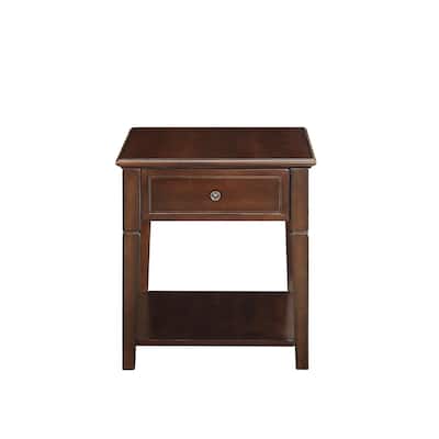HomeRoots 24" Walnut Manufactured Wood Rectangular End Table With Drawer And Shelf - 22