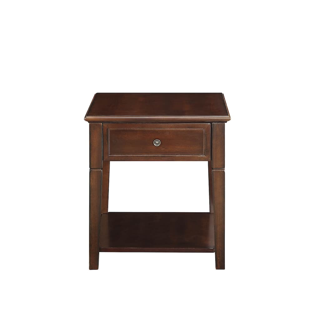 HomeRoots 24" Walnut Manufactured Wood Rectangular End Table With Drawer And Shelf - 22