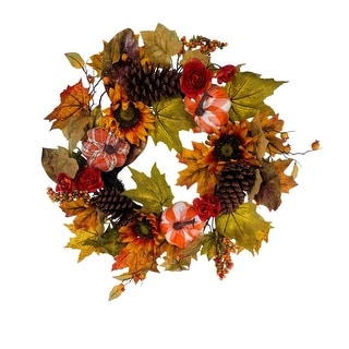 Wreath Plaid Pumpkin Sunflower Cone Maple 24