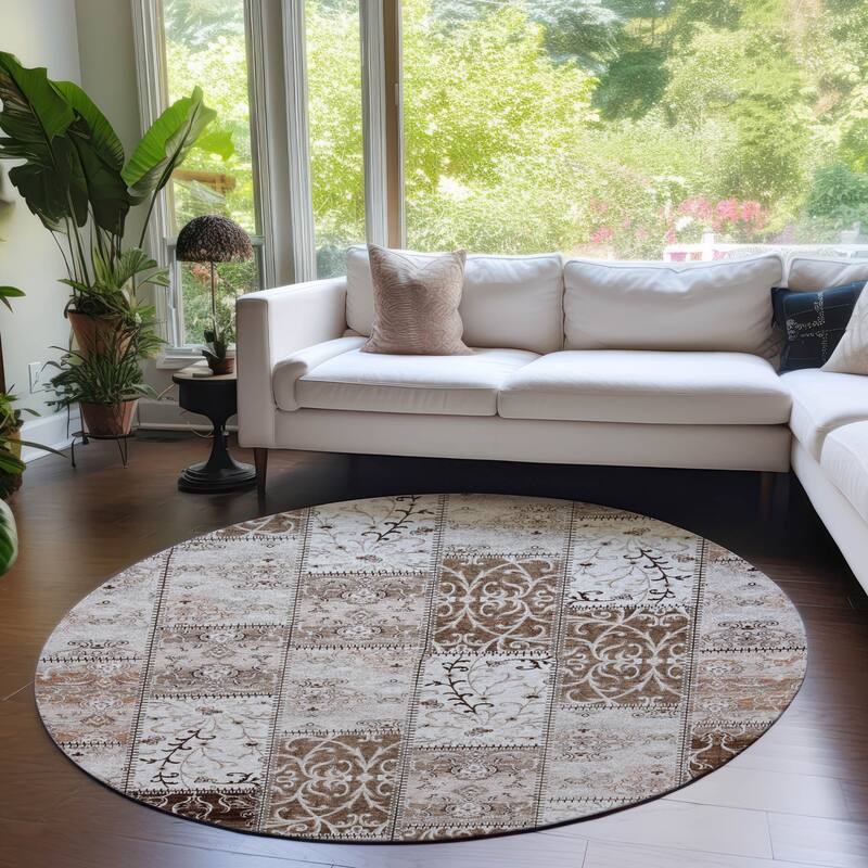 Elz Patchwork Weather Resistant Classic Meets Modern Outdoor Rug