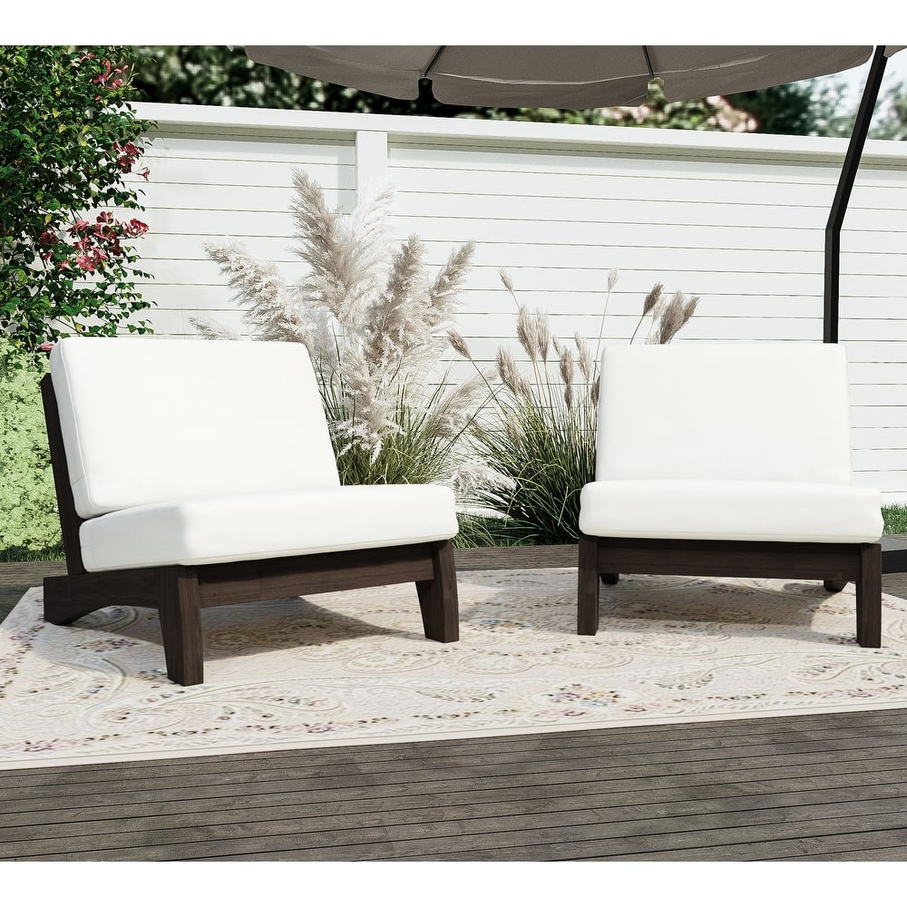 Outdoor Furniture Wood Armless Chair Loveseat Sofa With Cushion