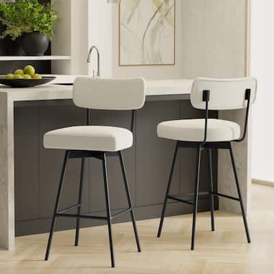 WYNDENHALL Meredith Modern Swivel Counter Height Stool (Set of 2) in Polyester Linen - 19.9" D x 18.9" W x 36.1" H