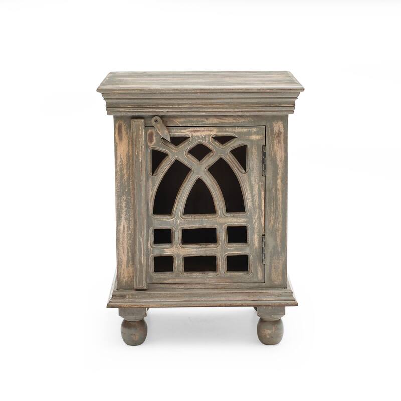 18 in Antique Grey Wood Nightstand