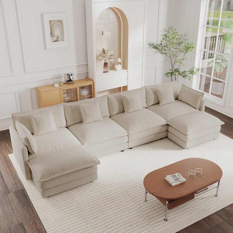 Cloud Chenille Upholstered Modular Sectional Sofa with DIY Combination Design