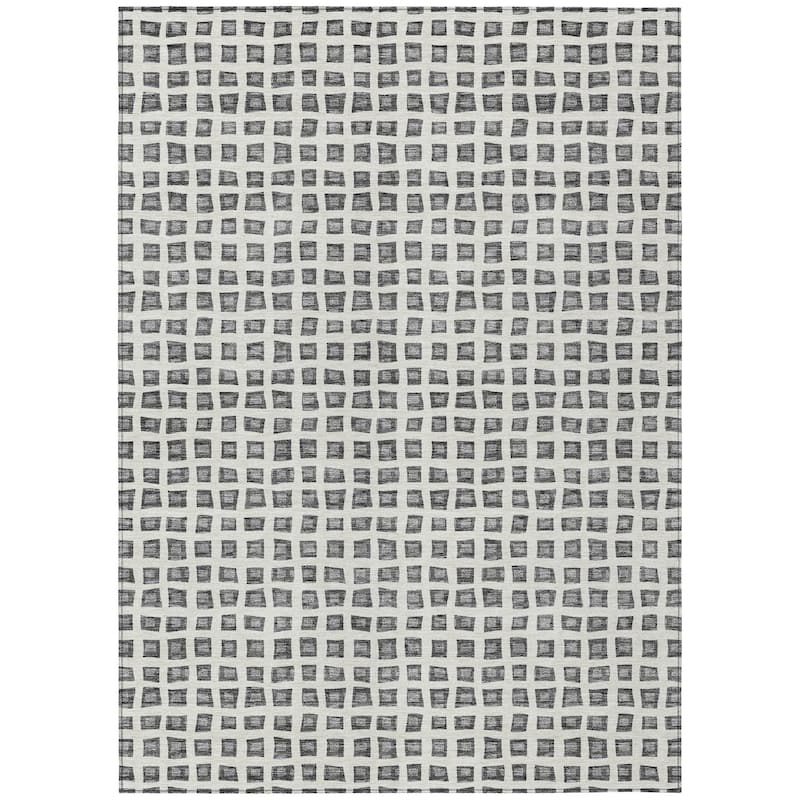 Machine Washable Indoor/ Outdoor Chantille Squares Rug