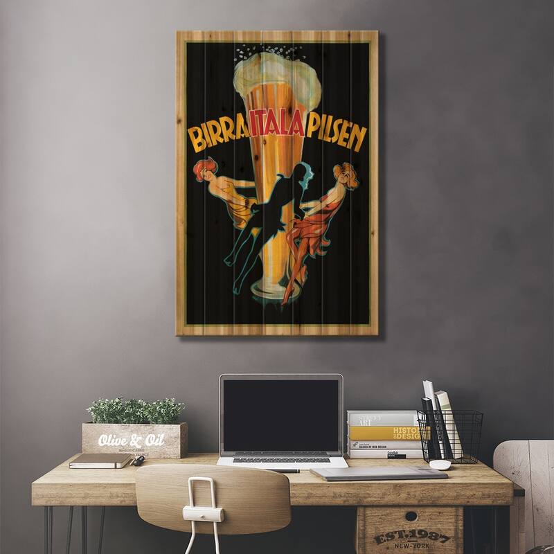 Birra Itala Pilsen, 1920 Ca. Print On Wood by Top Art Portfolio - Multi-Color