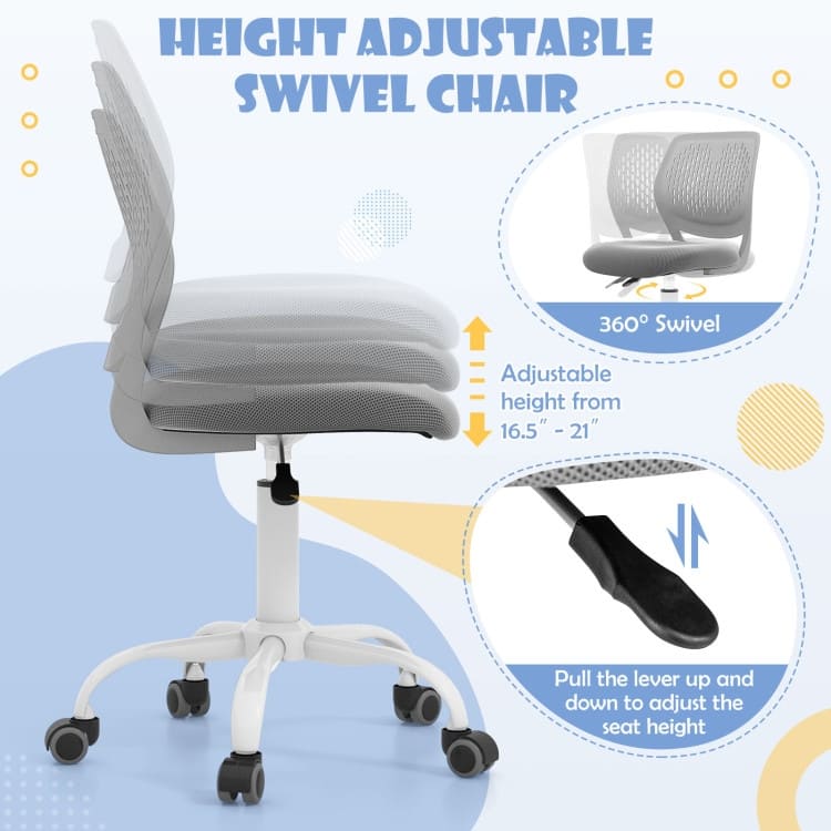 Ergonomic Children Study Chair with Adjustable Height - 19.5”L x 19.5”W x 29.5”-34”H